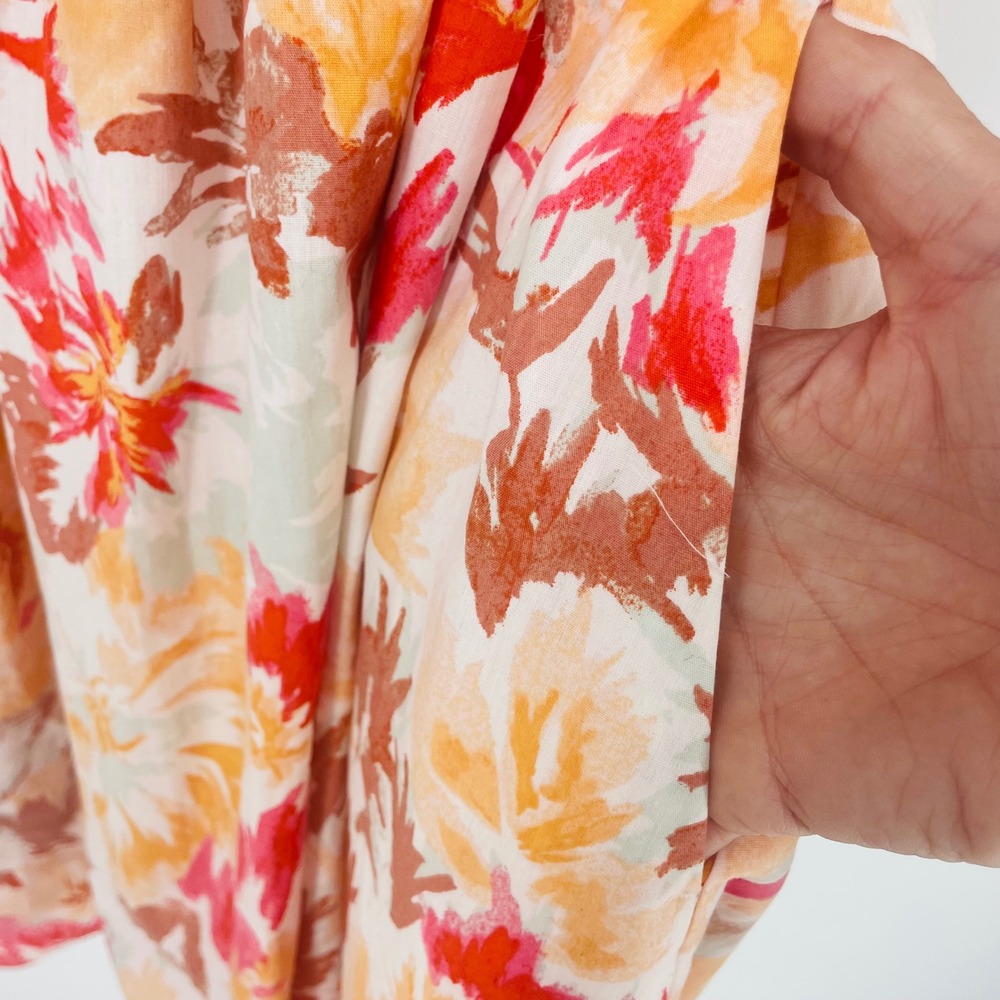Abercrombie & Fitch Floral Puff Sleeve Pleated Mini Dress Orange Pink size XS - Picture 8 of 14